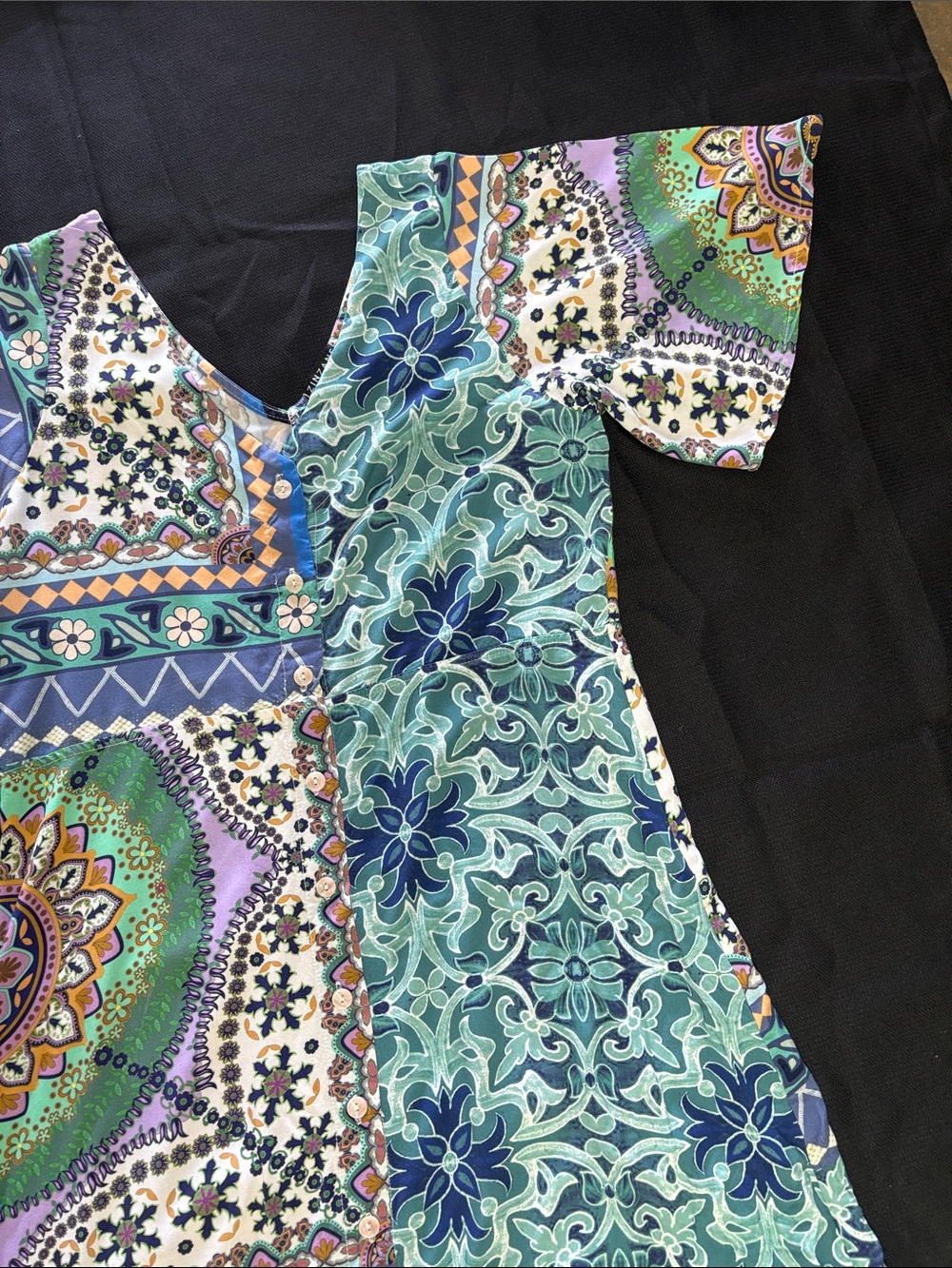 Bohemian Teal & Multi Maxi Dress with V-Neck - Picture 6 of 13